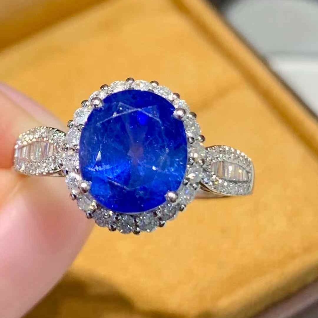14k Gold 3.76 Ct Natural Sapphire & Diamond Ring - 3