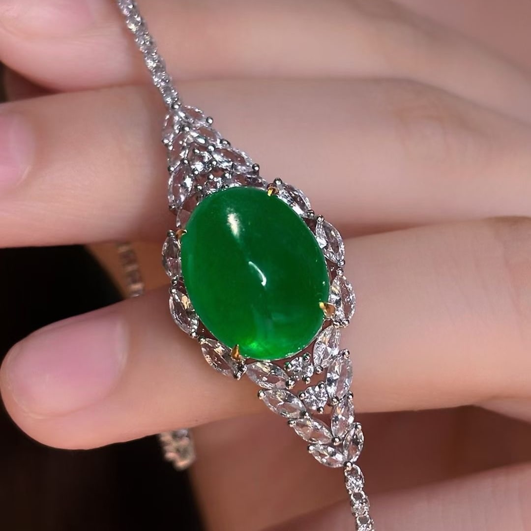 14k Gold 9.35 Ct Natural Emerald & Diamond & Sapphire Bracelet - 3