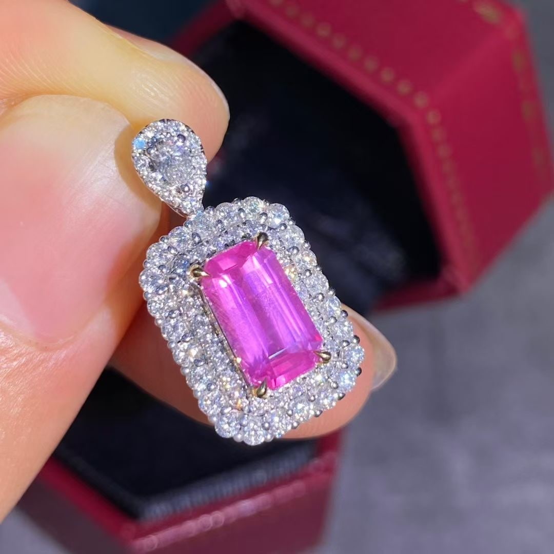14k Gold 2.73 Ctw Natural Sapphire & Diamond Pendant( Without Chain ) - 3