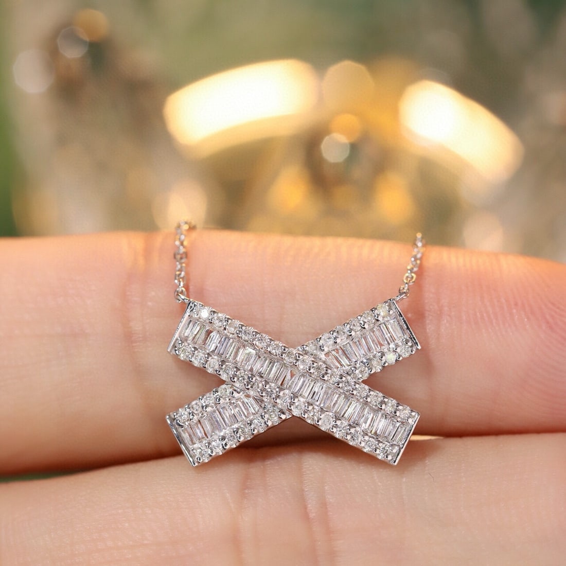 14k Gold 0.45 Ct Natural H Diamond Necklace - 6