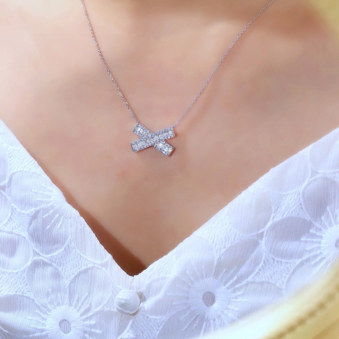 14k Gold 0.45 Ct Natural H Diamond Necklace - 8