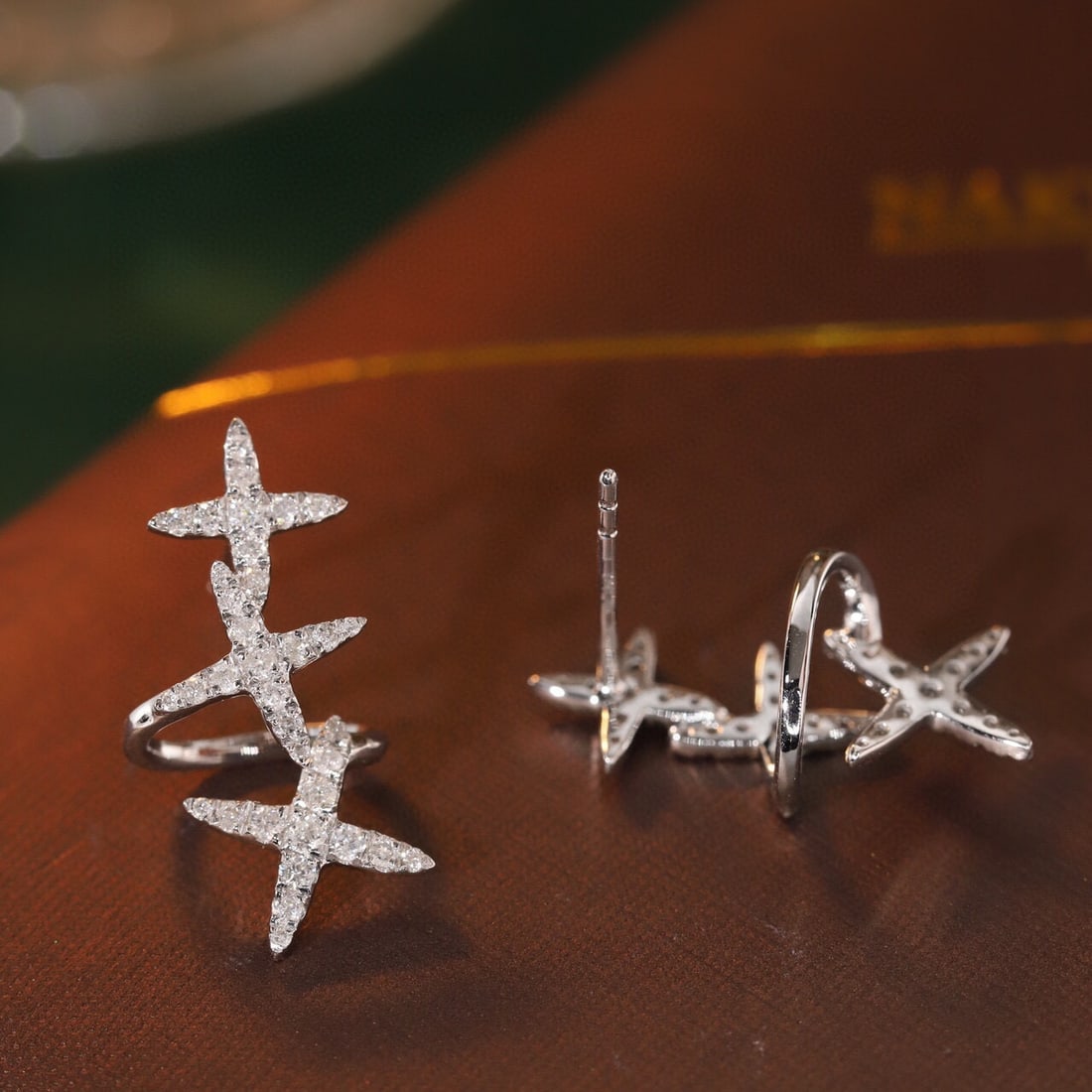 14k Gold 0.46 Ct Natural H Diamond Earrings - 4