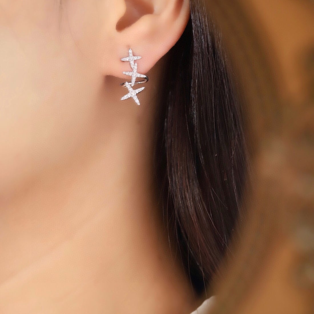14k Gold 0.46 Ct Natural H Diamond Earrings - 8