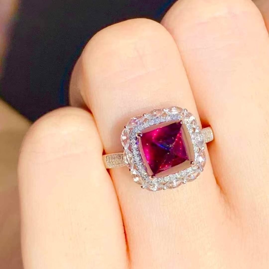 14k Gold 4.5 Ct Natural Tourmaline & Diamond Ring - 4