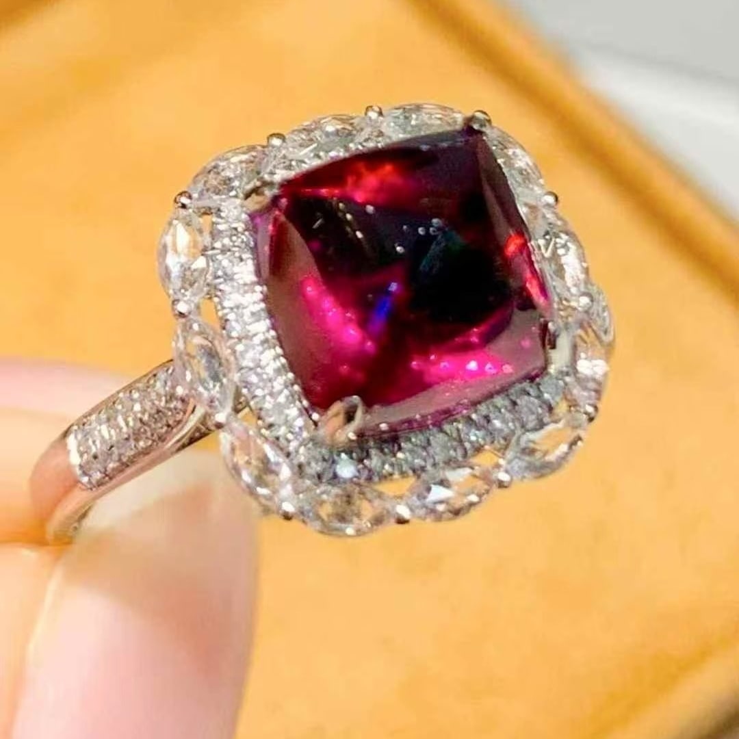 14k Gold 4.5 Ct Natural Tourmaline & Diamond Ring - 6