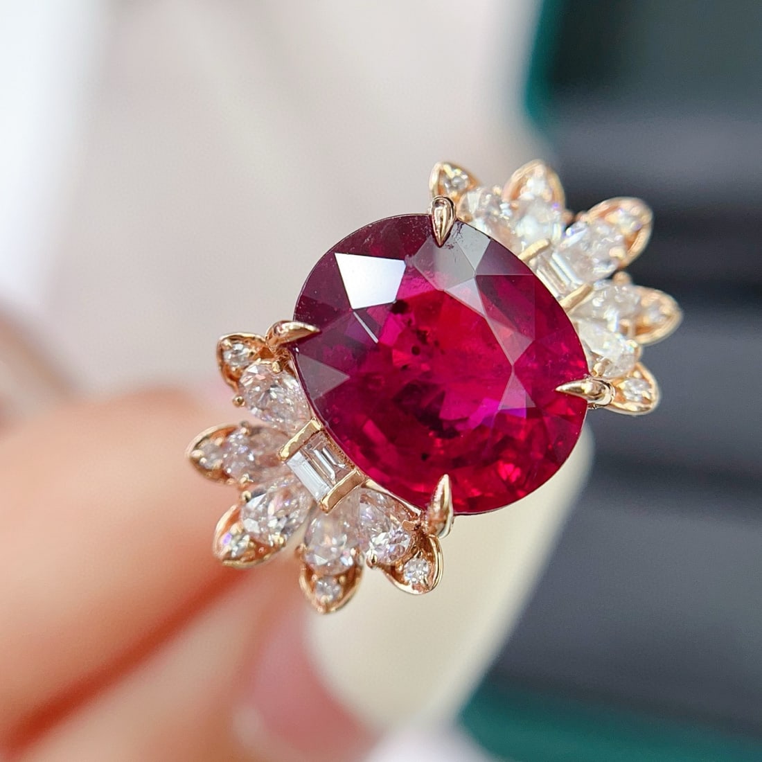 14k Gold 4.70 Ct Natural Tourmaline & Diamond Ring - 2