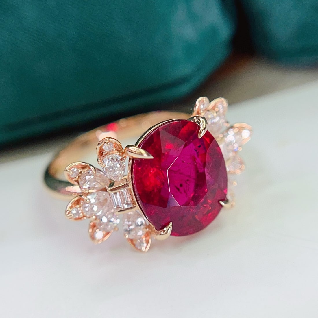 14k Gold 4.70 Ct Natural Tourmaline & Diamond Ring - 3