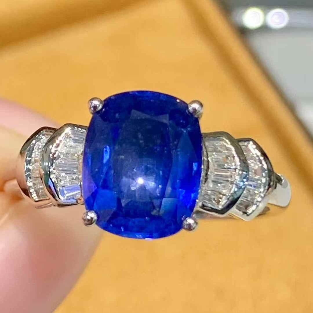 14k Gold 2.8 Ct Natural Sapphire & Diamond Ring - 2