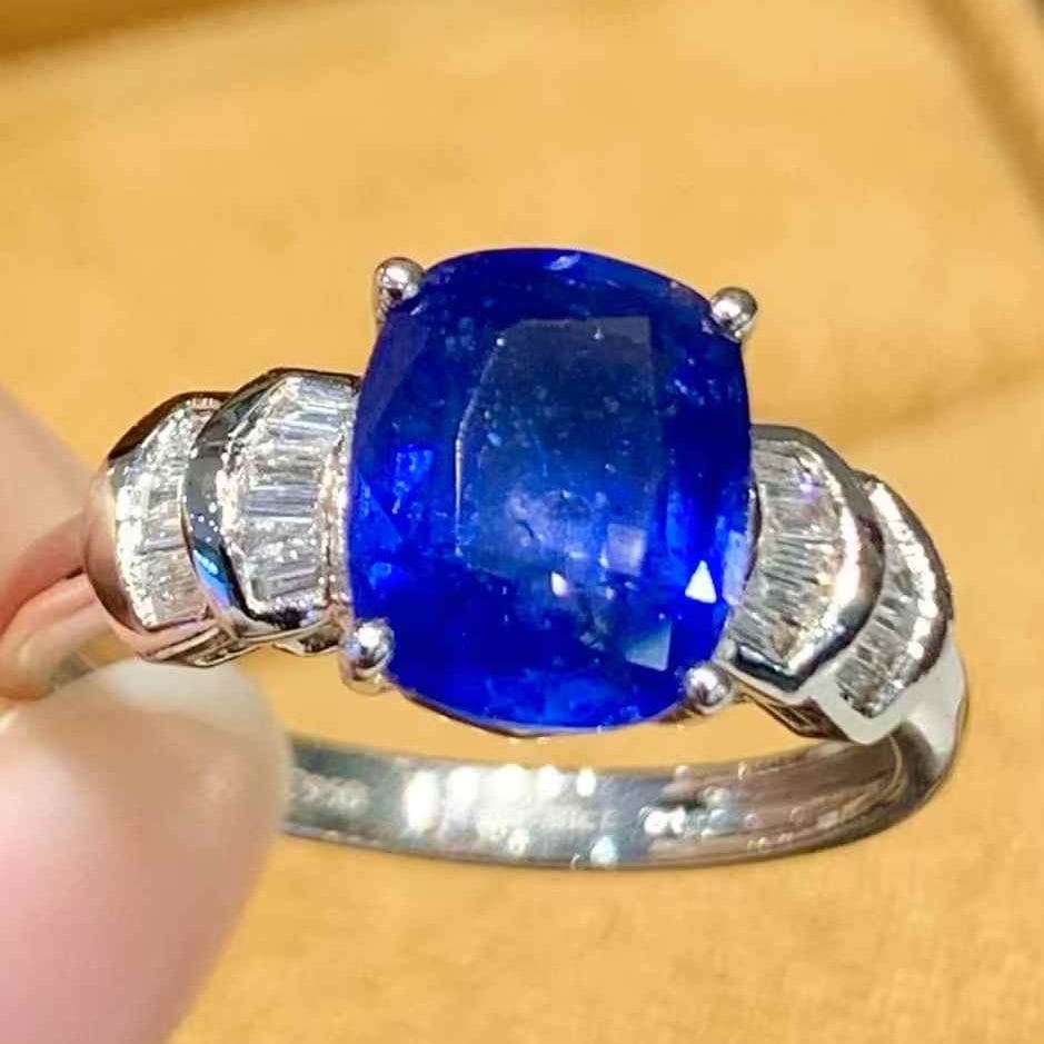 14k Gold 2.8 Ct Natural Sapphire & Diamond Ring - 4