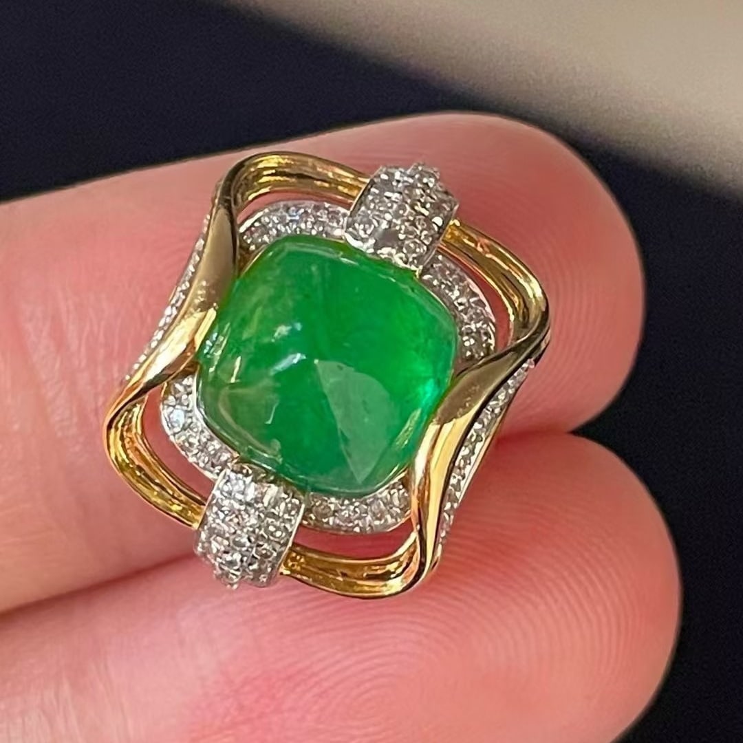 14k Gold 2.65 Ct Natural Emerald & Diamond Pendant( Without Chain ) - 4