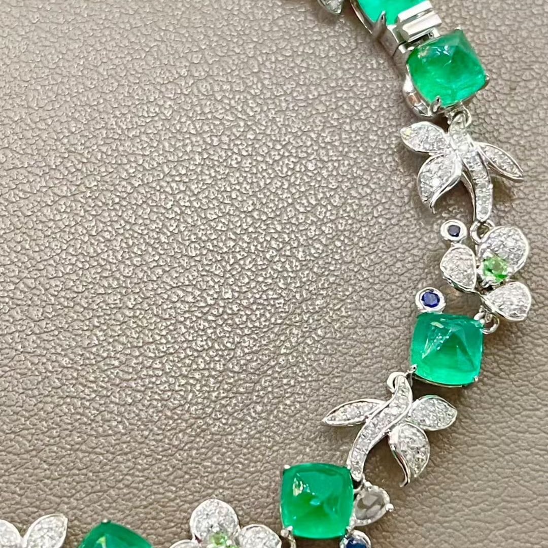 14k Gold 9.6 Ctw Natural Emerald & Diamond Bracelet - 3