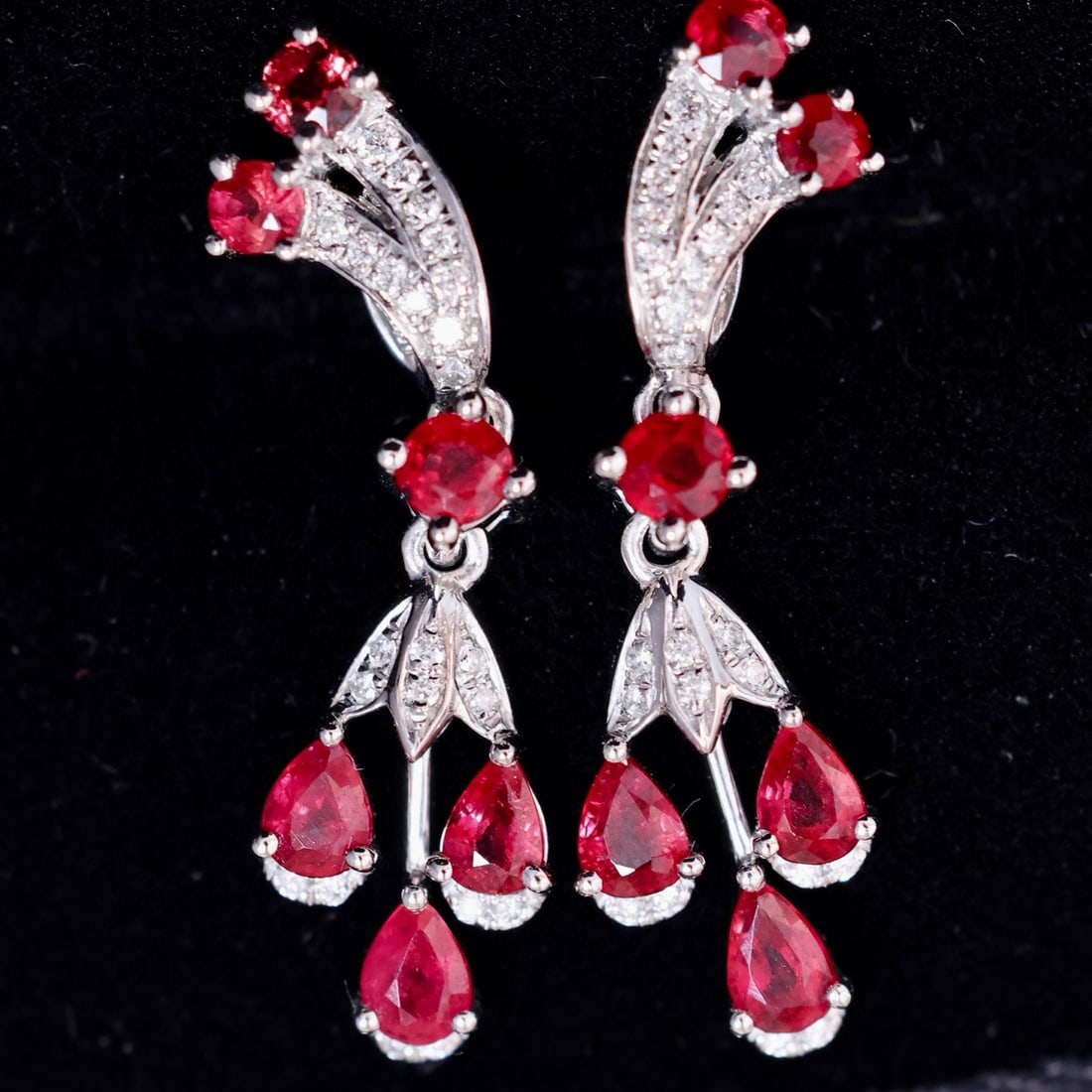14k Gold 1.71 Ctw Natural Ruby & Diamond Earrings: Ref:231059157 // gold content:14k gold // main gemstone:ruby // shape:multiple // carat weight:1. 5ct // color:red // treatment:natural // // adjacent gemstone 2 : diamond // shape:round // carat