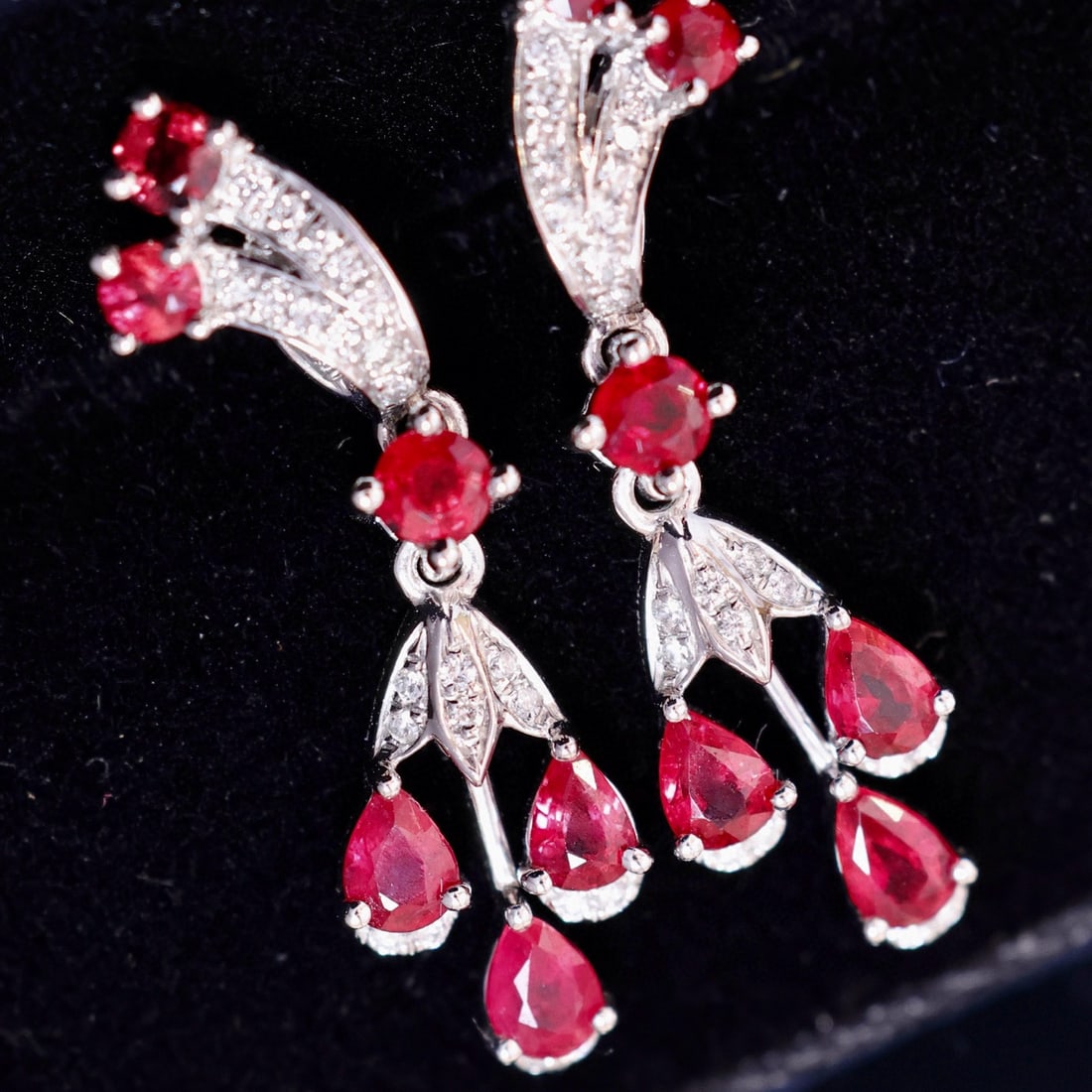 14k Gold 1.71 Ctw Natural Ruby & Diamond Earrings - 2