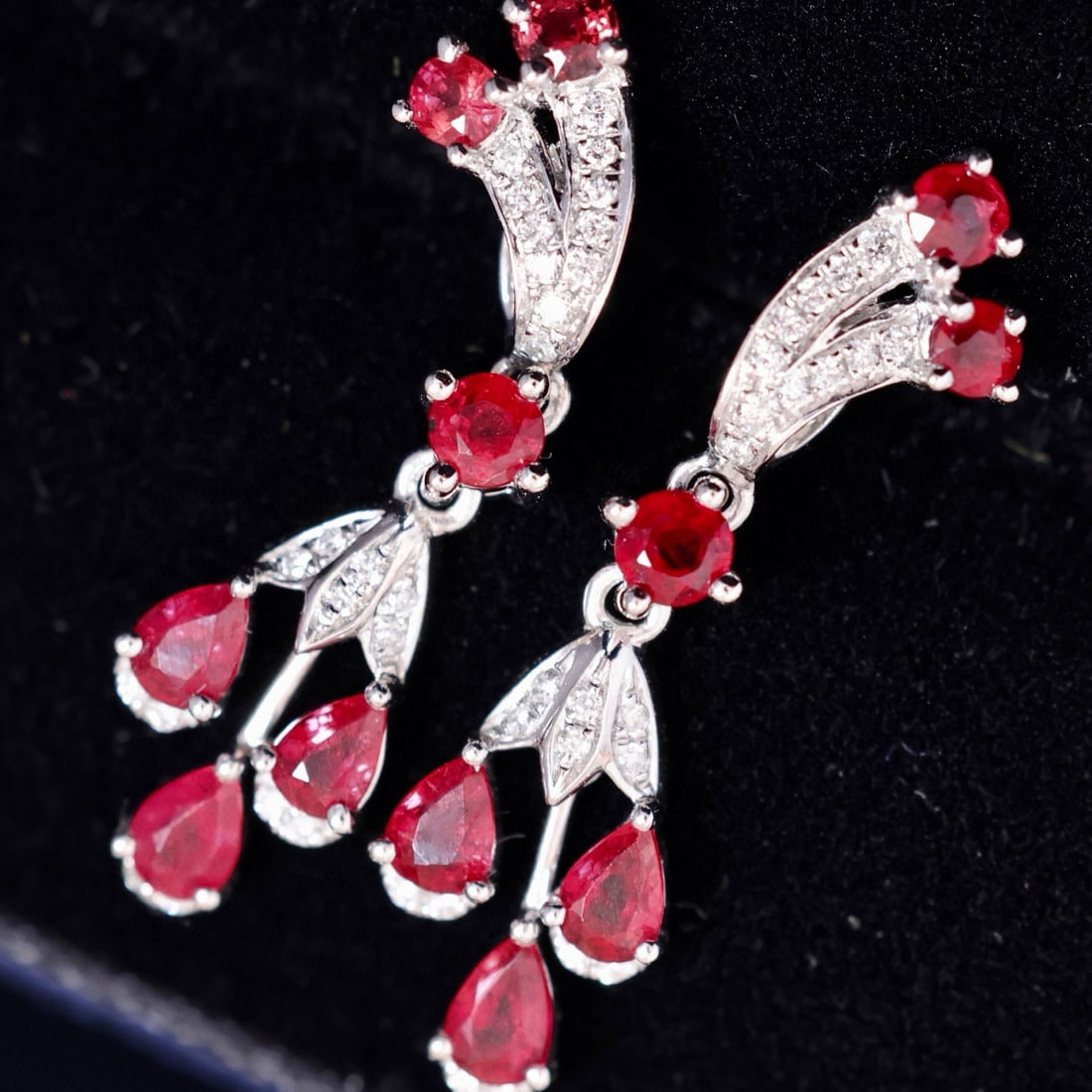 14k Gold 1.71 Ctw Natural Ruby & Diamond Earrings - 3
