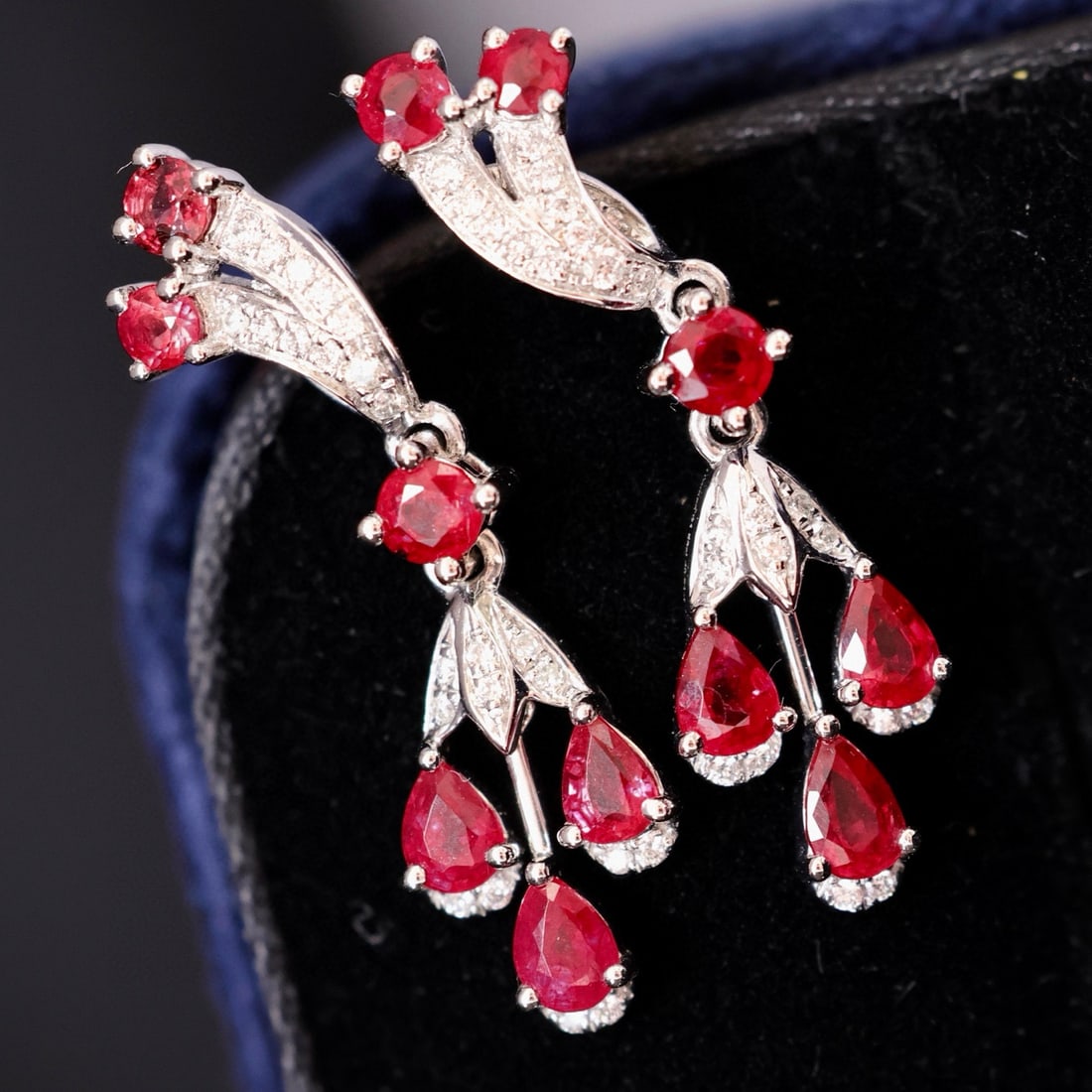 14k Gold 1.71 Ctw Natural Ruby & Diamond Earrings - 4