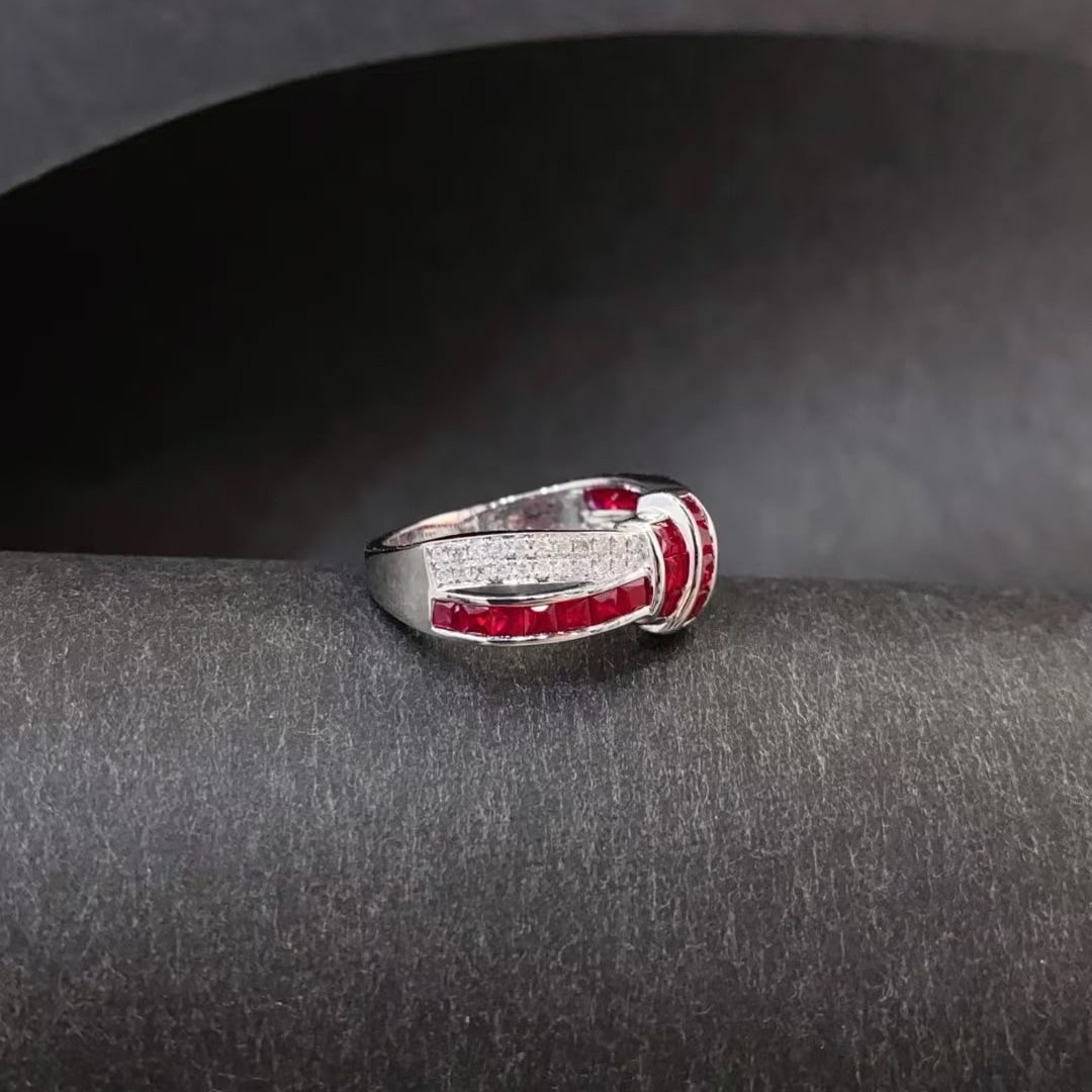 14k Gold 1.56 Ctw Natural Ruby & Diamond Ring - 2