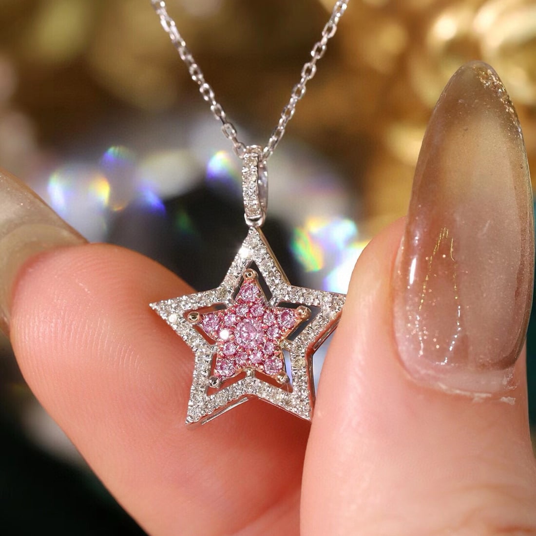 14k Gold 0.40 Ct Natural H Diamond Necklace - 5