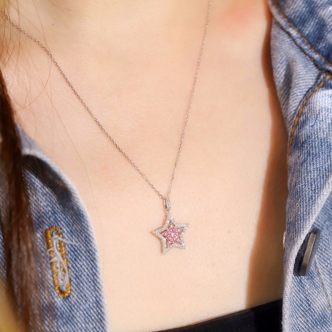 14k Gold 0.40 Ct Natural H Diamond Necklace - 8