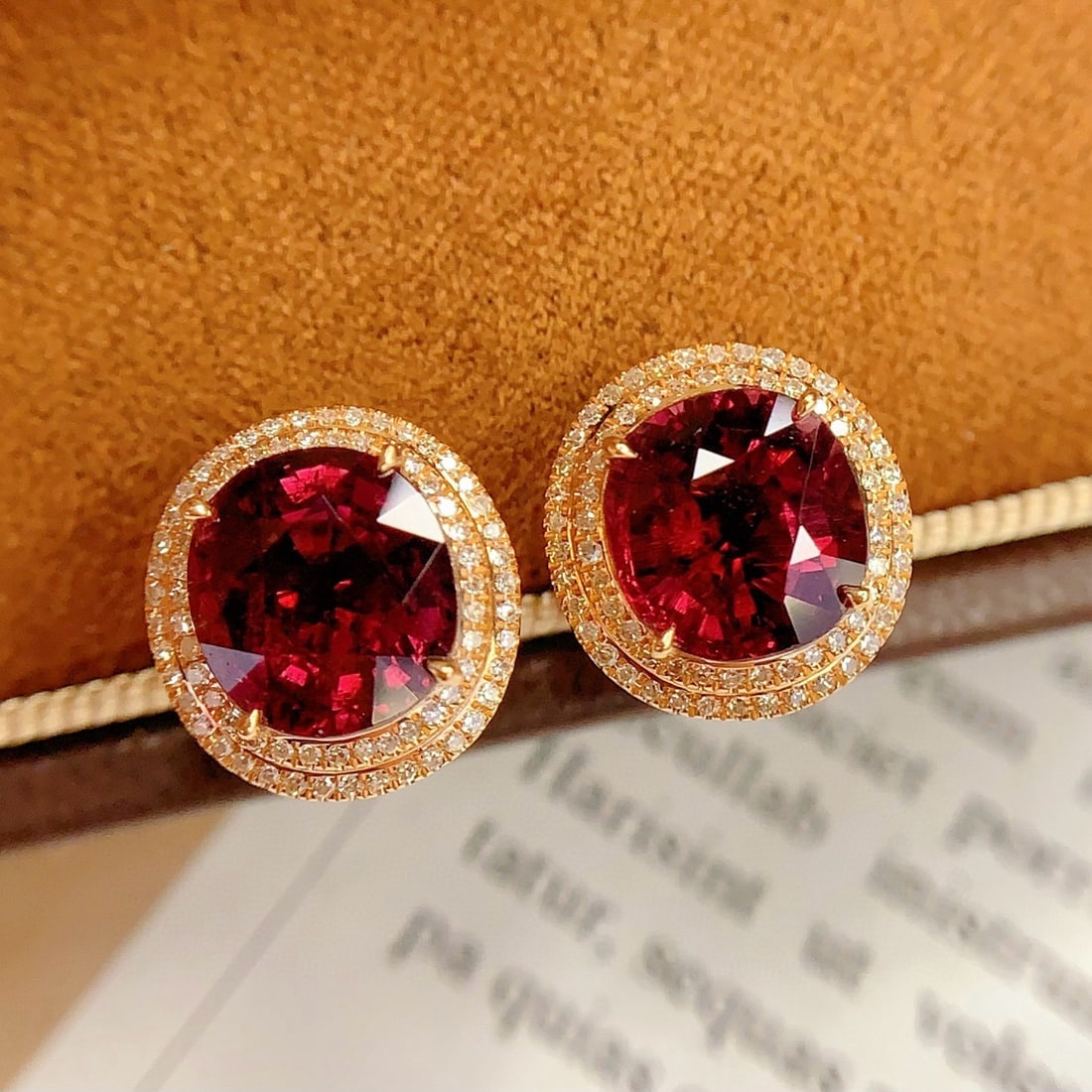 14k Gold 5 Ct Natural Tourmaline & Diamond Earrings - 4