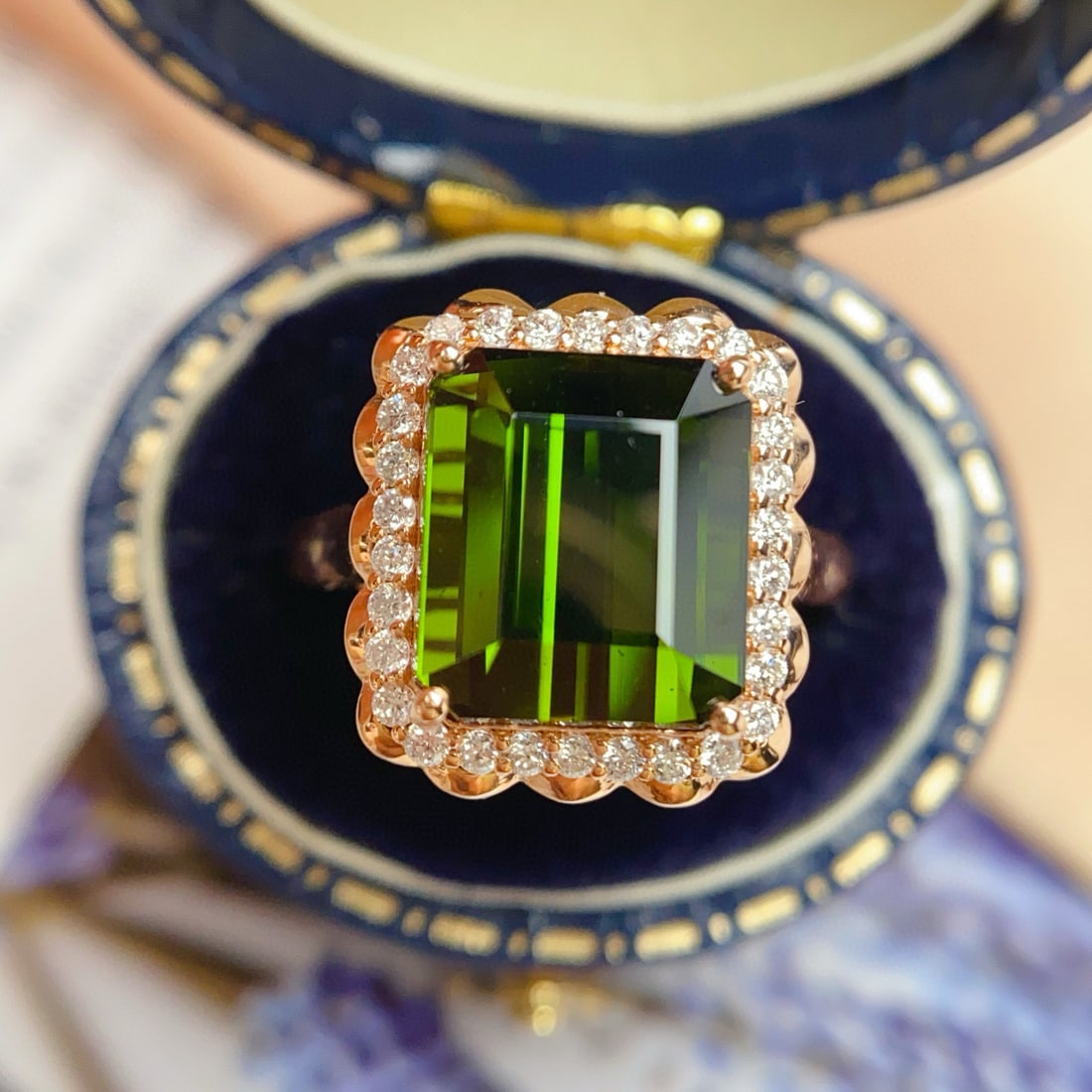 14k Gold 6.10 Ct Natural Tourmaline & Diamond Ring - 2