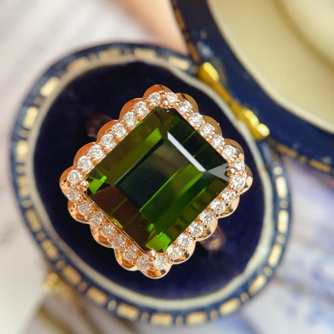 14k Gold 6.10 Ct Natural Tourmaline & Diamond Ring - 3