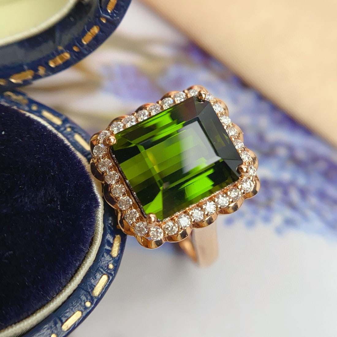 14k Gold 6.10 Ct Natural Tourmaline & Diamond Ring - 5