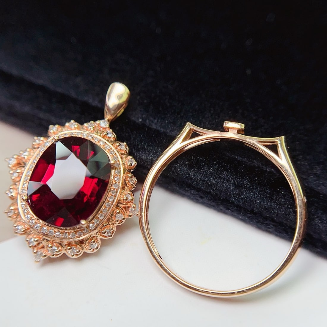14k Gold 3.50 Ct Natural Tourmaline & Diamond Ring/pendant( Without Chain ) - 2