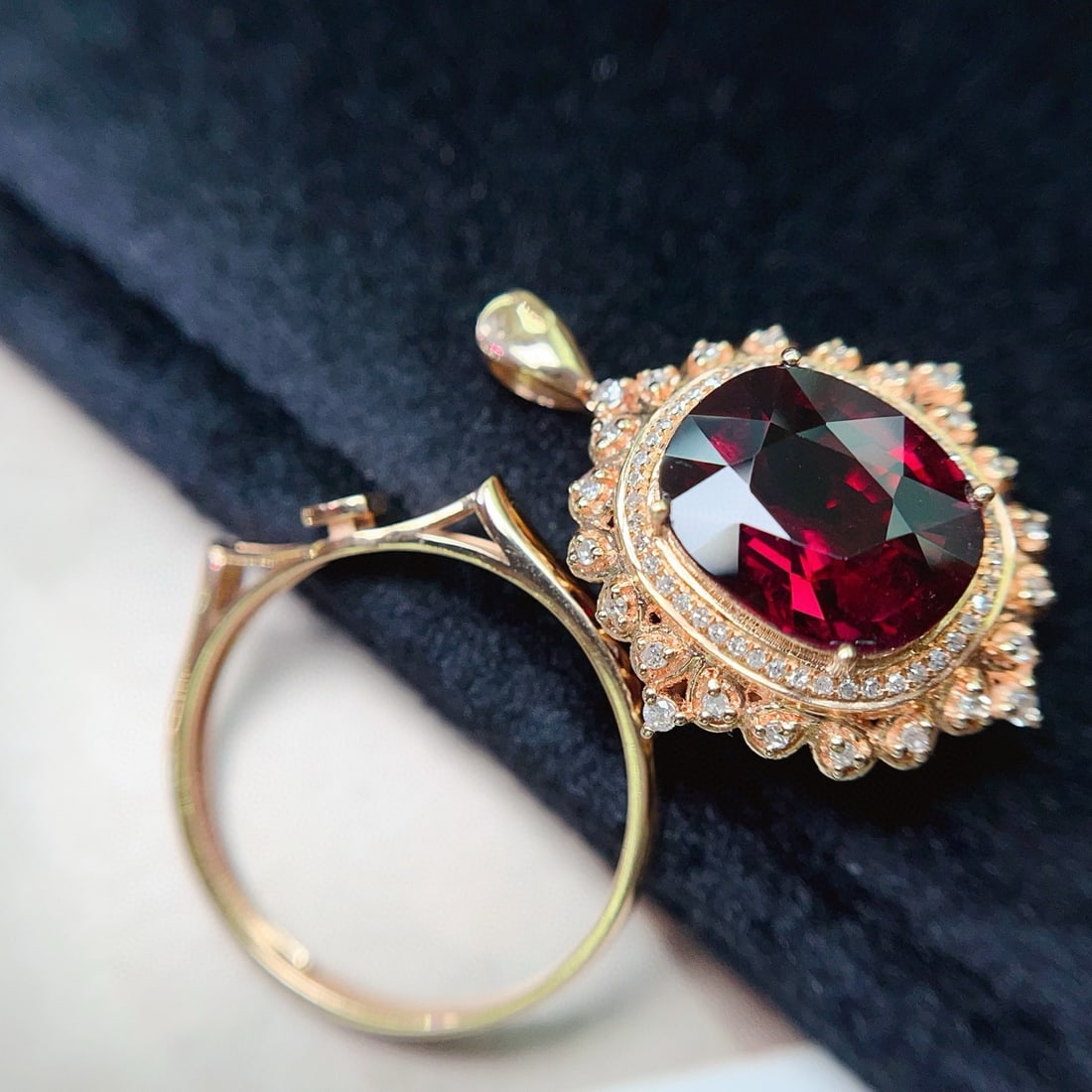 14k Gold 3.50 Ct Natural Tourmaline & Diamond Ring/pendant( Without Chain ) - 3