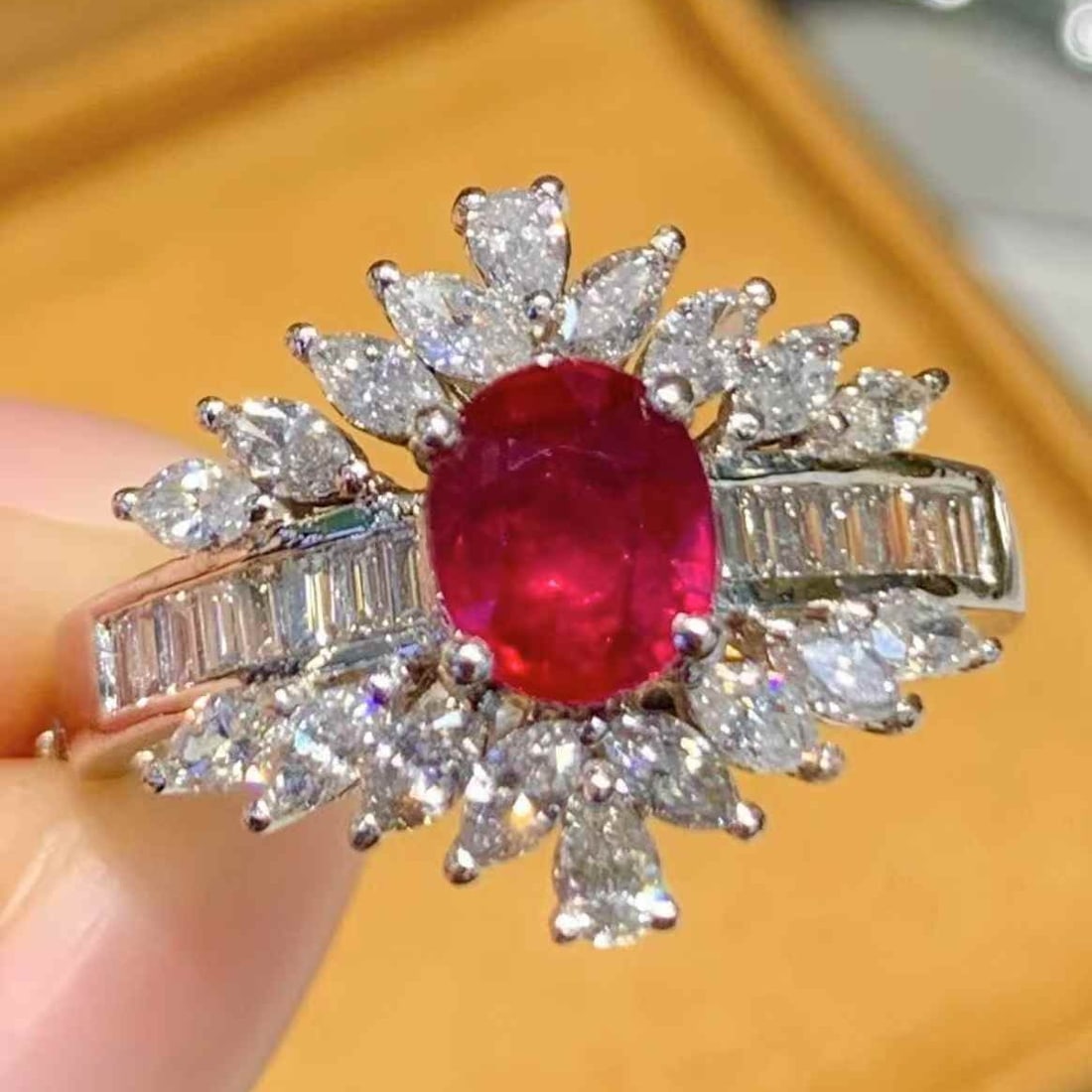 14k Gold 1.15 Ct Natural Ruby & Diamond Ring: Ref:231059199 // gold content:14k gold // ring size:7. 25us // // main gemstone:ruby // shape:oval // carat weight:1. 15ct // color:red // treatment:natural // // adjacent gemstone 2 : diamond // shap