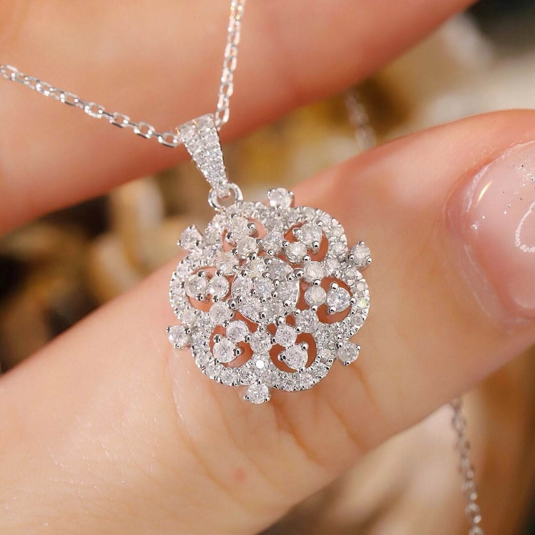 14k Gold 0.60 Ct Natural H Diamond Necklace - 6
