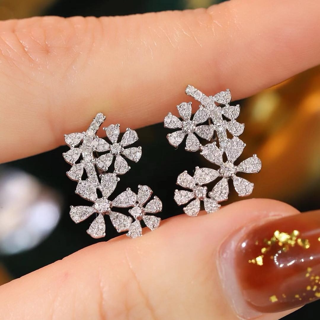 14k Gold 0.6 Ct Natural H Diamond Earrings - 4