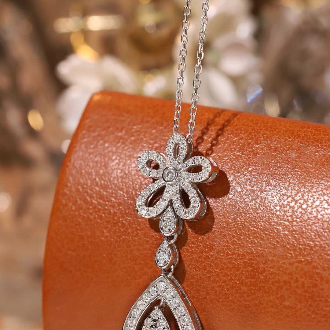 14k Gold 0.45 Ct Natural H Diamond Necklace - 2