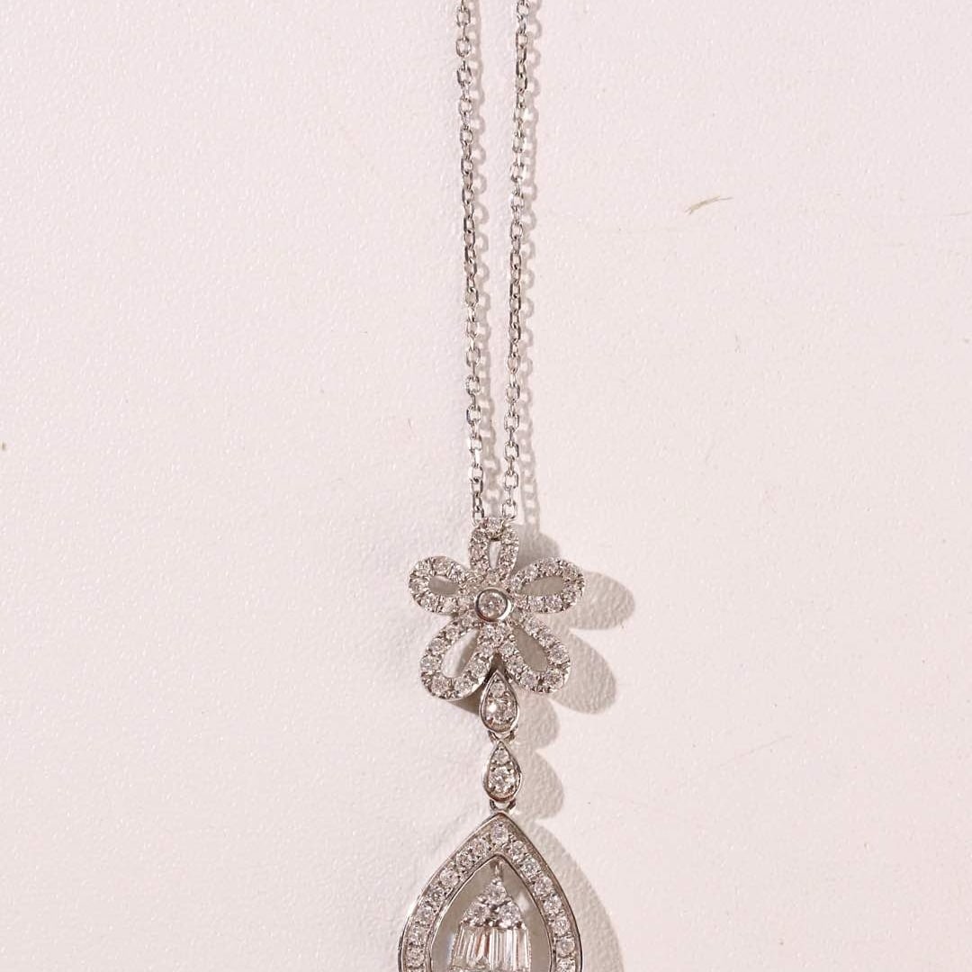 14k Gold 0.45 Ct Natural H Diamond Necklace - 4