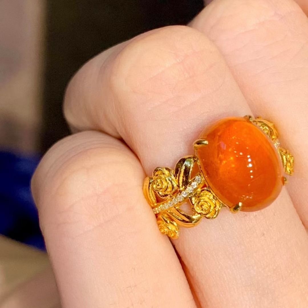 14k Gold 7.8 Ct Natural Spessartine & Diamond Ring - 4