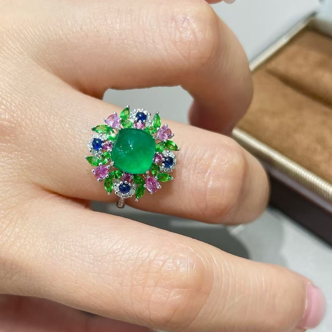 14k Gold 2.85 Ctw Natural Emerald & Diamond Ring - 4