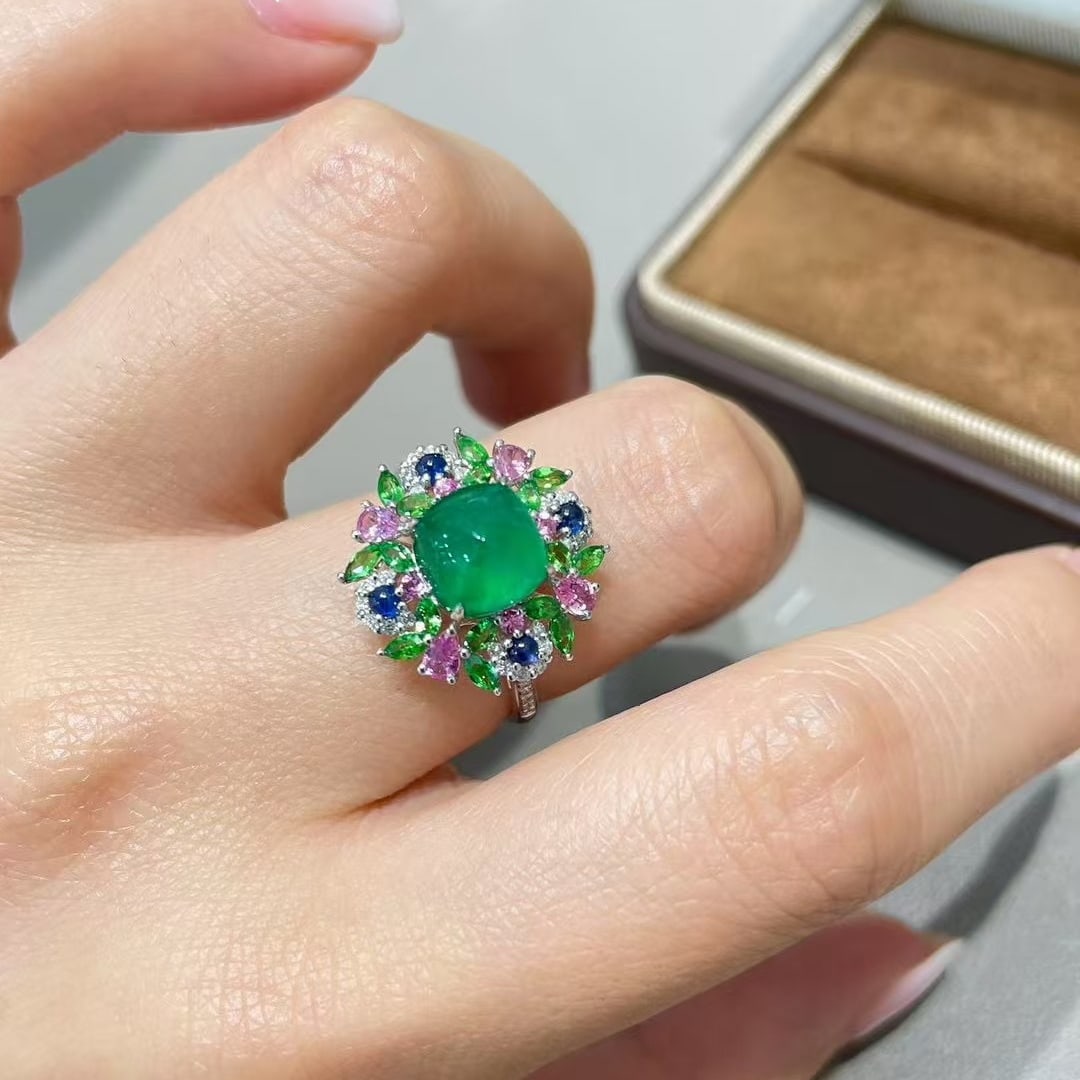 14k Gold 2.85 Ctw Natural Emerald & Diamond Ring - 5