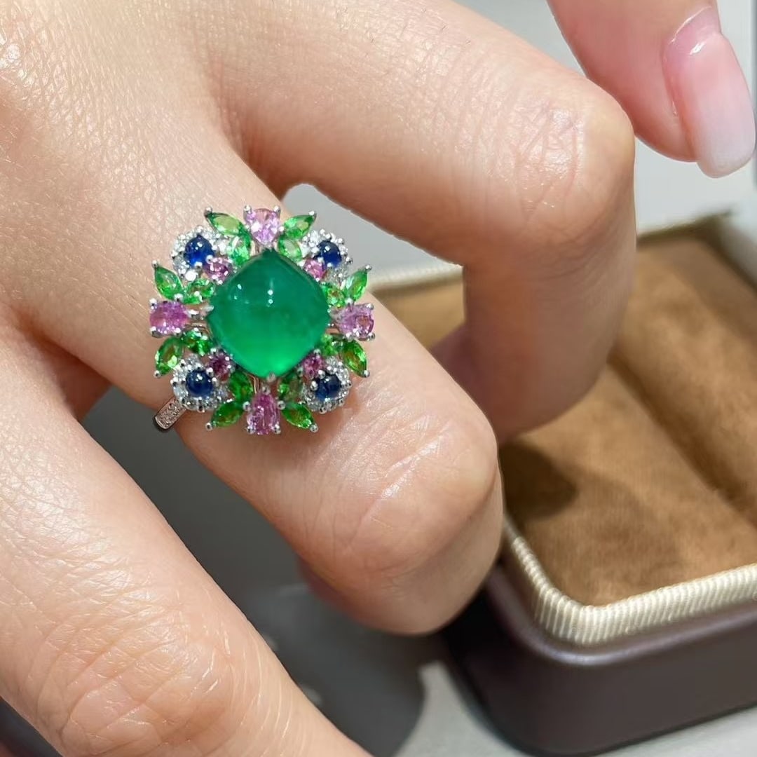 14k Gold 2.85 Ctw Natural Emerald & Diamond Ring - 6