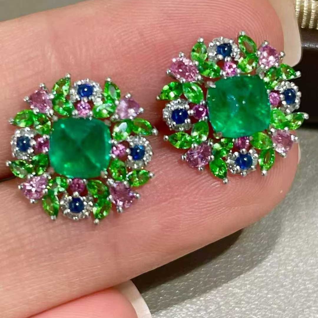 14k Gold 2 Ct Natural Emerald & Diamond Ring - 3