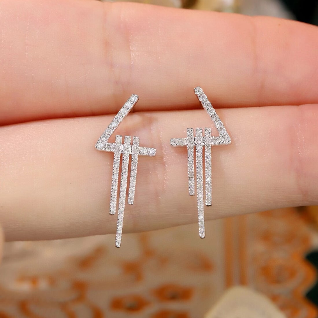 14k Gold 0.3 Ct Natural H Diamond Earrings - 2