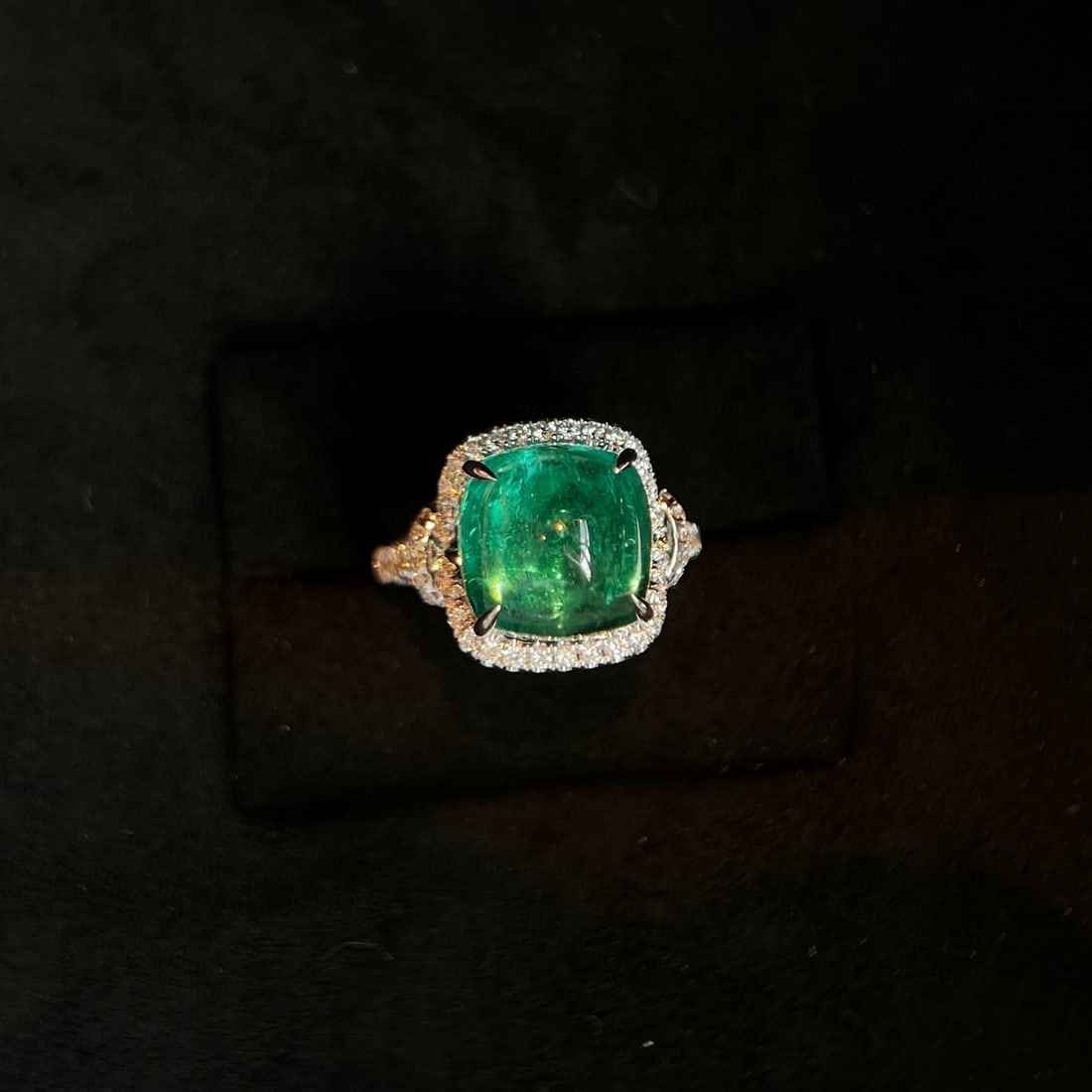14k Gold 8.39 Ctw Natural Emerald & Lab Grown Diamond Ring - 2