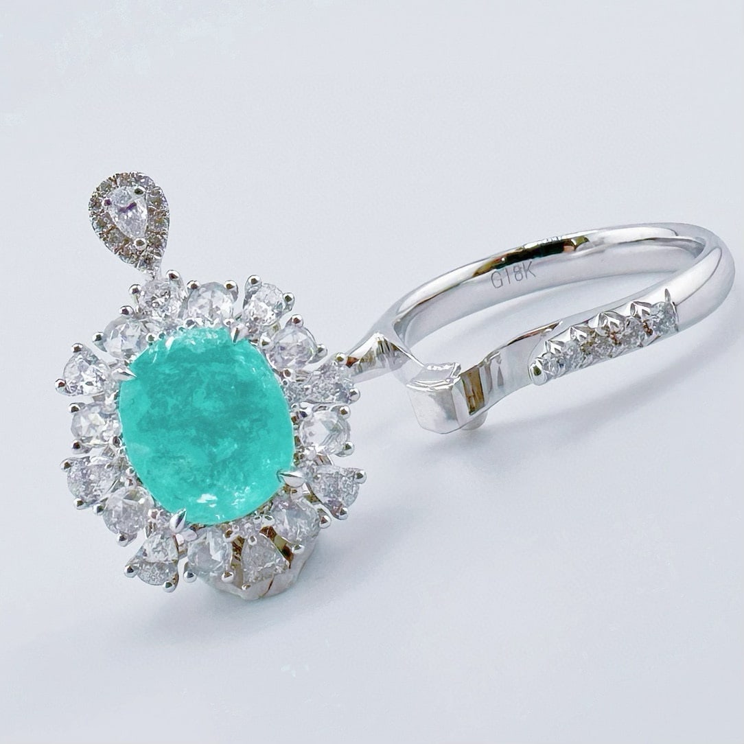 14k Gold 2.69 Ctw Natural Paraiba Tourmaline & Diamond Ring/pendant( Without Chain ) - 3