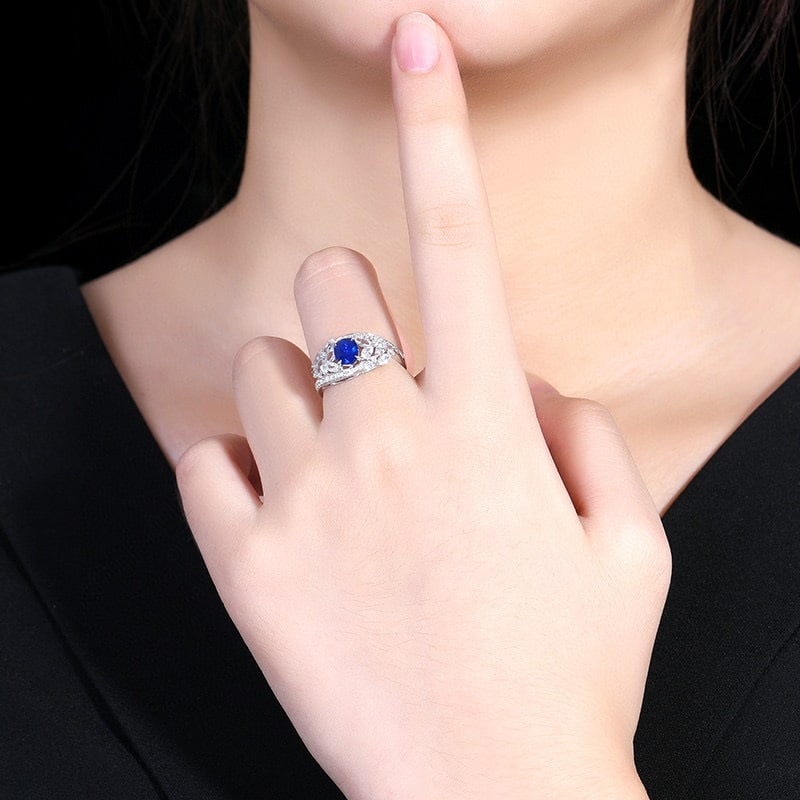 14k Gold 1.10 Ctw Natural Sapphire & Diamond Ring - 6