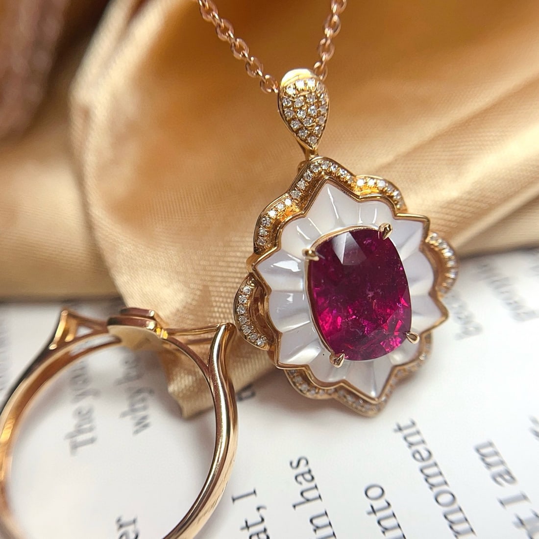 14k Gold 3.35 Ct Natural Tourmaline & Diamond Ring/pendant( Without Chain ) - 6