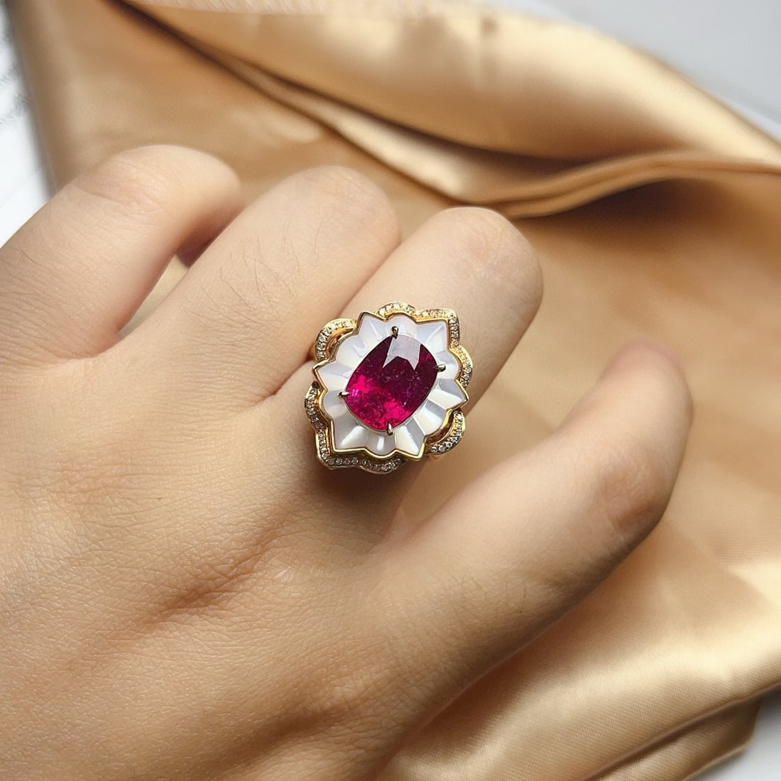 14k Gold 3.35 Ct Natural Tourmaline & Diamond Ring/pendant( Without Chain ) - 8