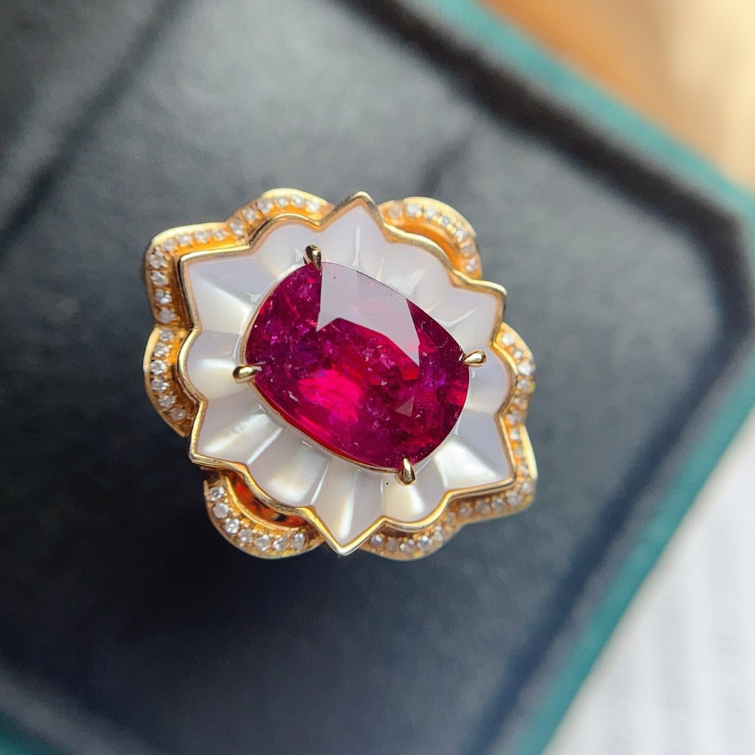 14k Gold 3.35 Ct Natural Tourmaline & Diamond Ring/pendant( Without Chain ) - 9