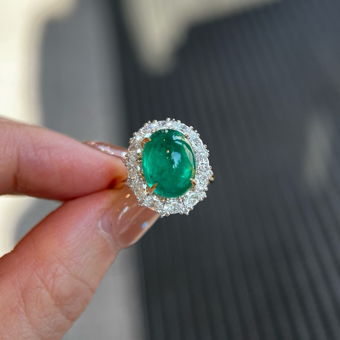 14k Gold 6.43 Ctw Natural Emerald & Lab Grown Diamond Ring - 3