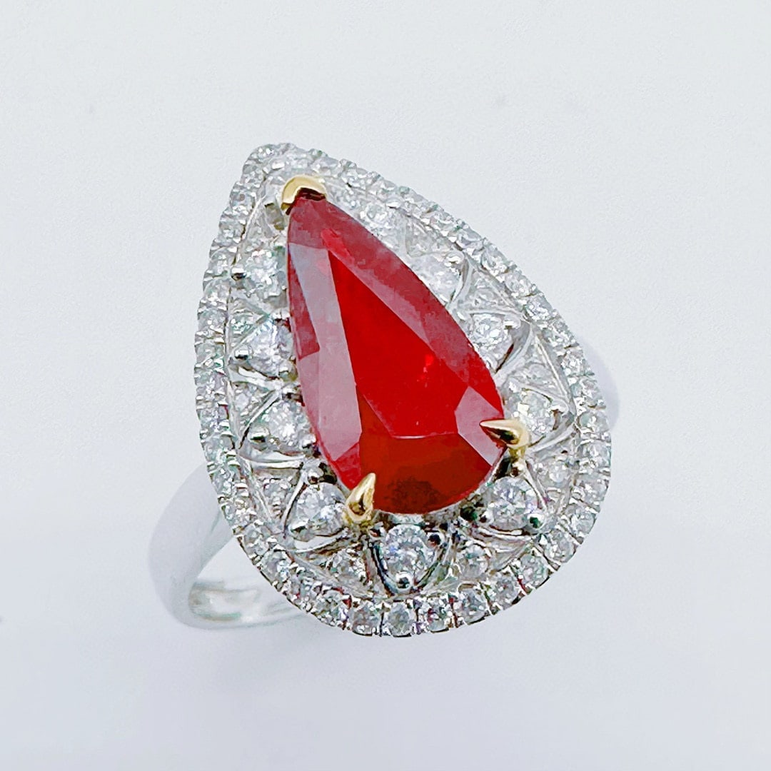 14k Gold 2.28 Ctw Natural Ruby & Diamond Ring/pendant( Without Chain ) - 2