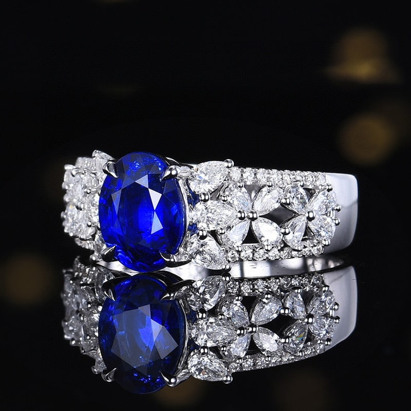14k Gold 2.75 Ctw Natural Sapphire & Diamond Ring - 2