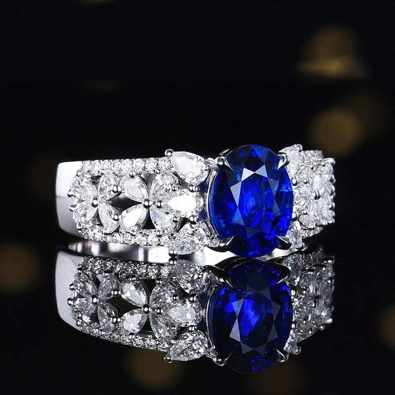14k Gold 2.75 Ctw Natural Sapphire & Diamond Ring - 3