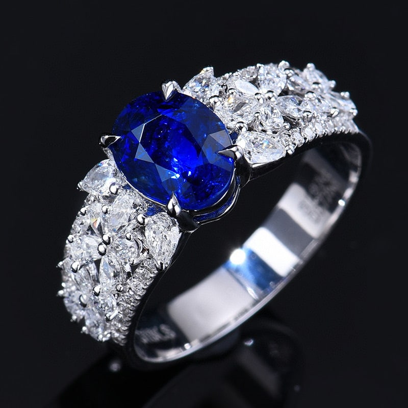 14k Gold 2.75 Ctw Natural Sapphire & Diamond Ring - 4